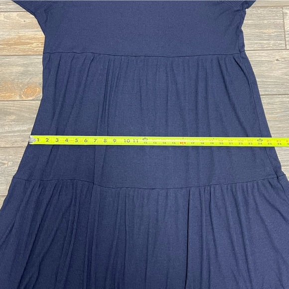 N/T Made in LA Ribbed Tiered A-Line Dress Size 2XL XXL Navy Blue 46” Chest - Picture 14 of 16